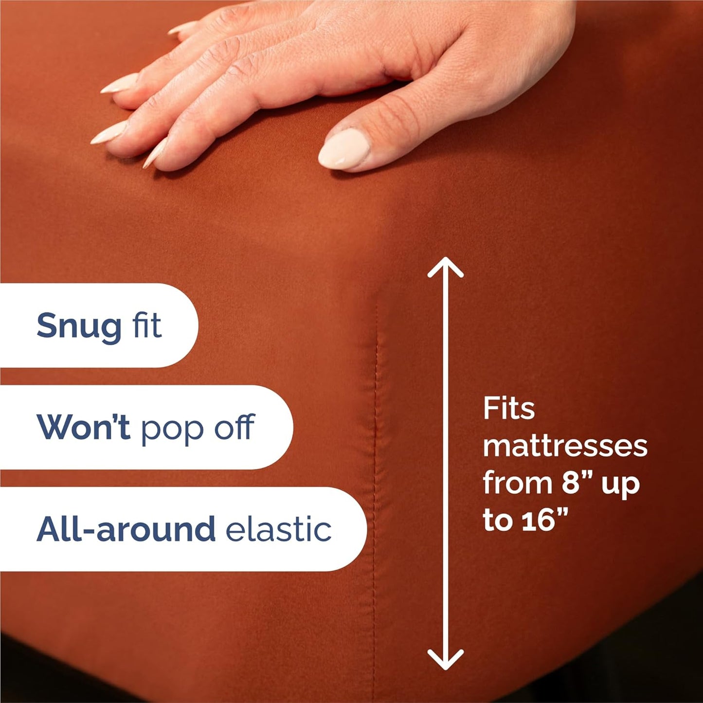Split King Size 5-Piece Sheet Set | Comfy Cooling Bed Sheets - Hotel Luxury Bedding - Deep Pockets, Wrinkle-Free - Oeko-Tex Certified - Terracotta