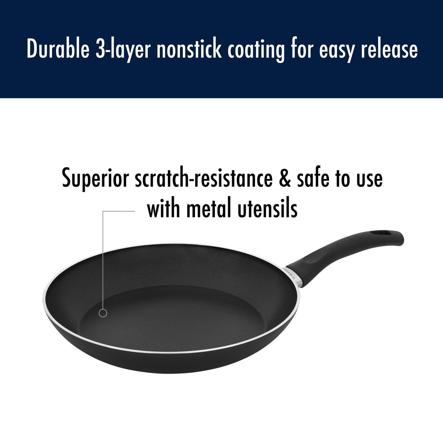Henckels Everlift 12-inch Nonstick Frying Pan, Made in Italy, durable 3-layer coating, lightweight aluminum from recycled materials, Oven safe to 400°F, Dishwasher safe