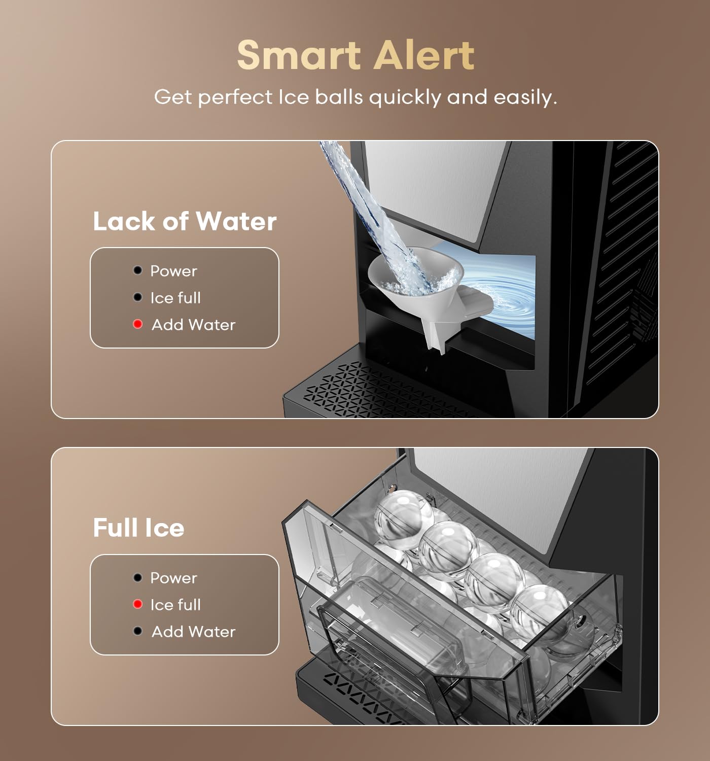 DOQAUS Clear Ice Cube Maker, 2.2-Inch Ice Ball Maker Machine with Water Recycling & Self-Cleaning, Automatic Sphere Ice Maker for Premium Whiskey & Home Bar Cocktails
