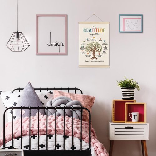 DOI-LANEE Daily Gratitude Poster Frame - Inspirational Mental Health Affirmation Wall Art 16x12 Inch
