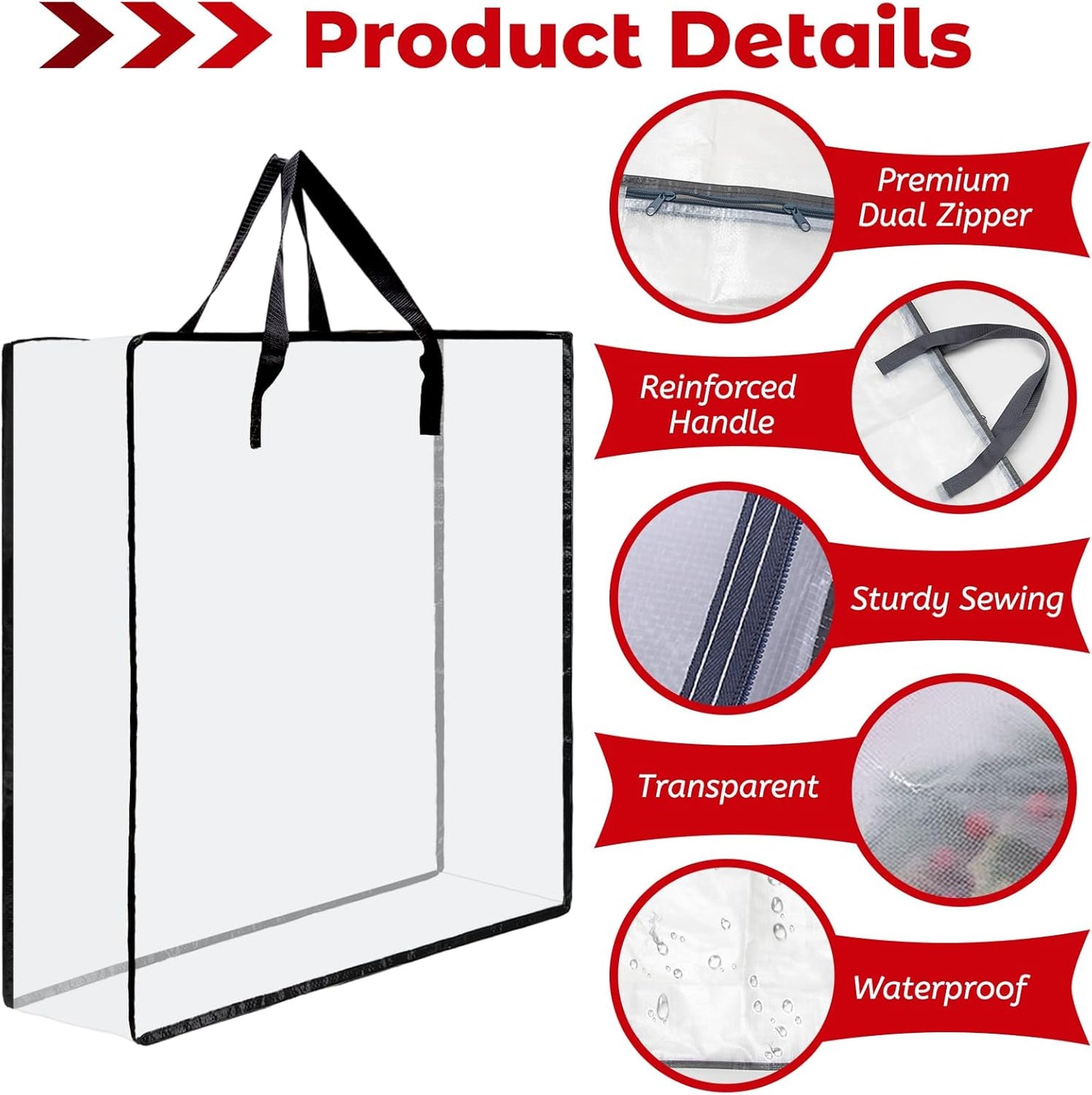 Regine Switzerland Wreath Storage Bag - 26 Inch Clear Container for Christmas Decorations | 5 Pack