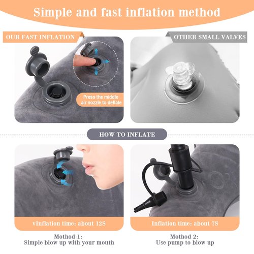 AirSwim Inflatable Hemorrhoid Pillows, Donut Pillow for Tailbone Pain, Adjustable Inflatable Seat Cushion for Bed Sores, Postpartum Pregnancy, Car Seat, Airplane, 17.7'' x 15.4'' x 4.3''(Grey)