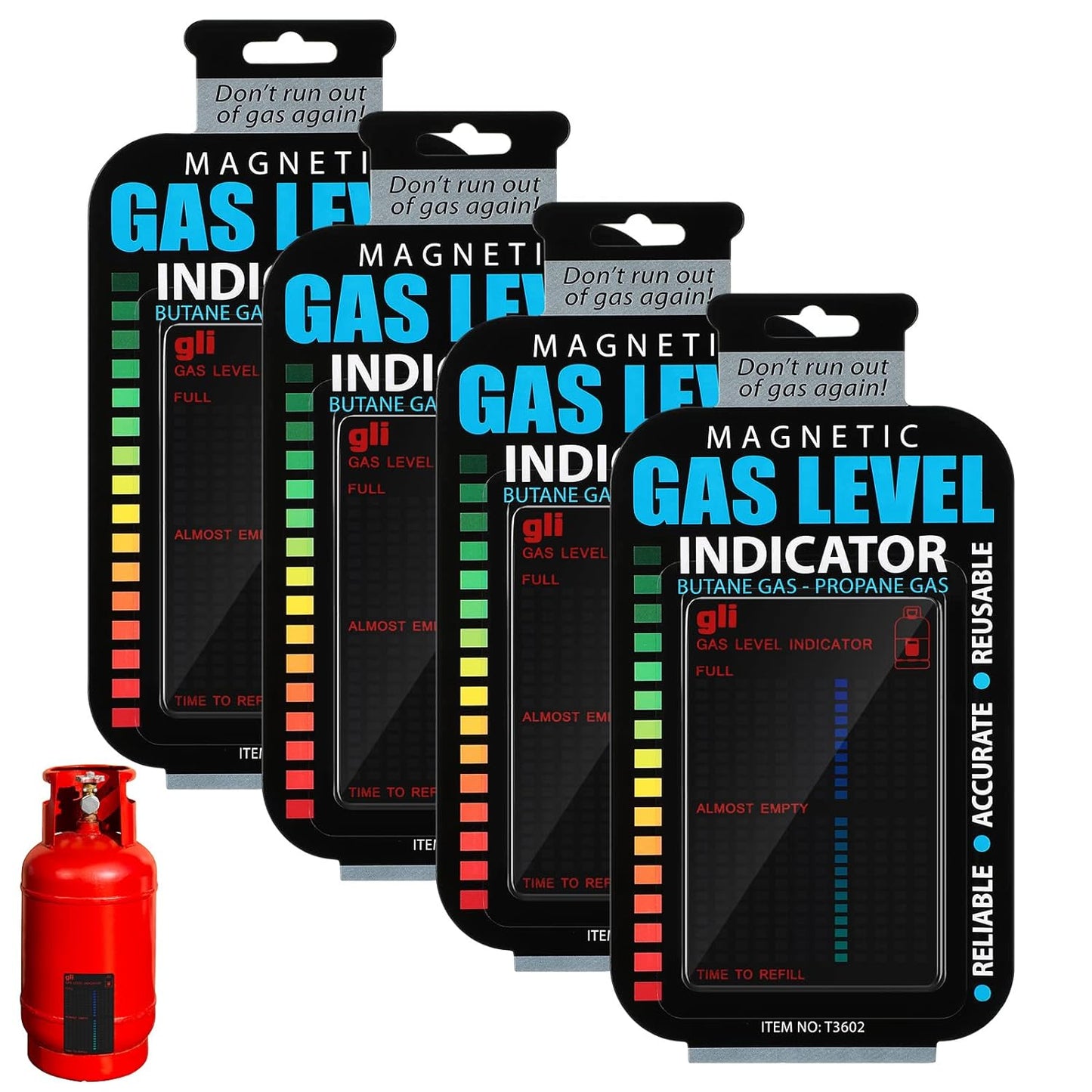 Skiennix Magnetic Gas Level Indicator - Reusable Propane Tank Gauge for Home & Outdoor Use | 4 Pieces