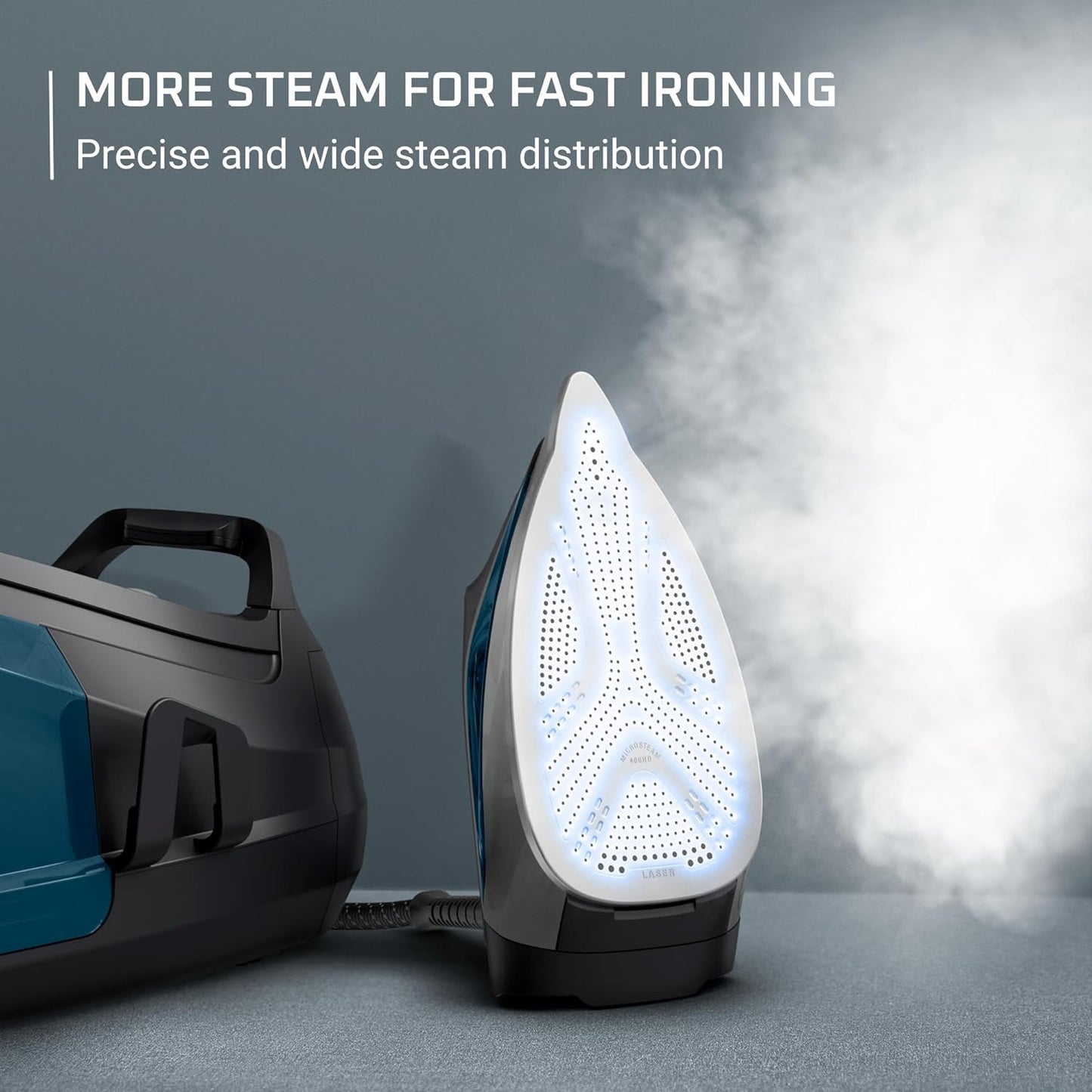 Rowenta Professional Iron Steamer - Fast Heat Up with 1.1L Removable Tank, Stainless Steel Soleplate, 1800 Watts, Blue
