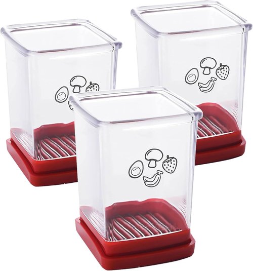 Fruit Cutter and Chopper by [Brand Name] - Compact Kitchen Gadget for Slicing Strawberries, Grapes & More (3 Packs)