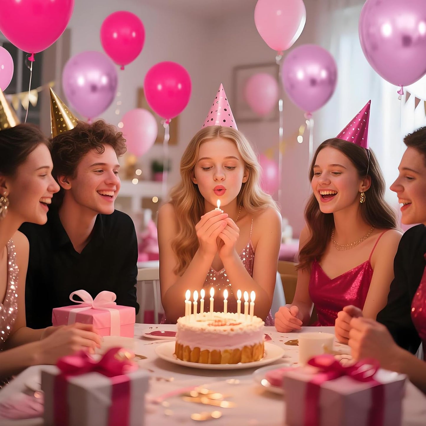 Skiennix 100 Pcs Pink Balloons - 12 Inch Hot Pink & Light Pink Metallic for Birthday & Baby Shower Decor