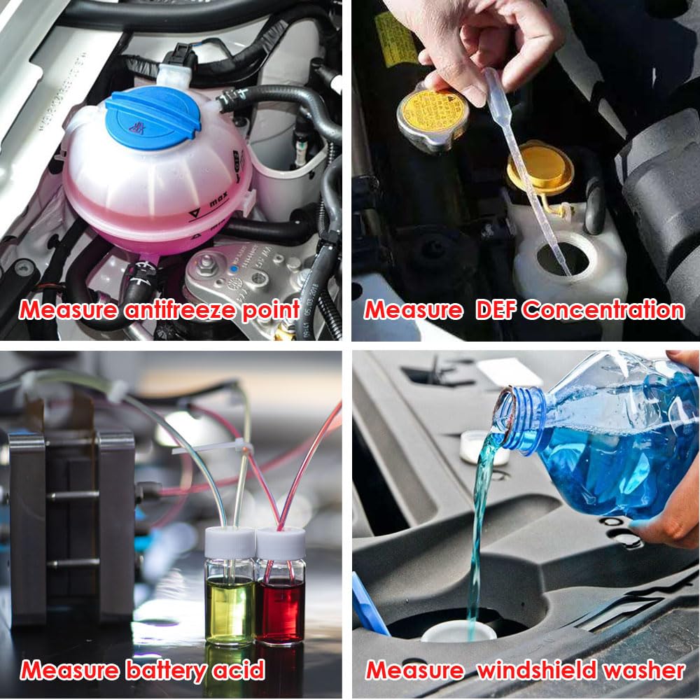 4-in-1 Use Antifreeze DEF Refractometer for Automobile Antifreeze System, Diesel Exhaust Fluid, Battery Acid and Windshield Washer Fluid