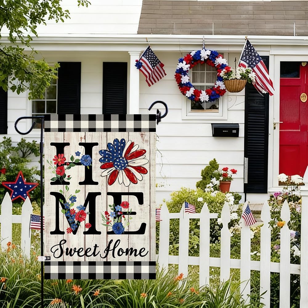 ORTIGIA Patriotic Garden Flag - Double-Sided Burlap Design for Independence Day | 12.5x18 Inch Outdoor Decor