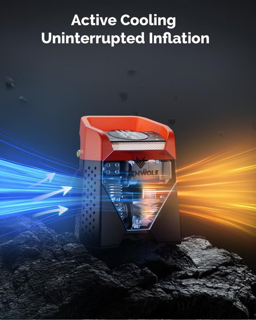 ETENWOLF Zephyr S5 Heavy-Duty Tire Inflator - 160PSI Portable Air Compressor with LED Light | Vivid Orange