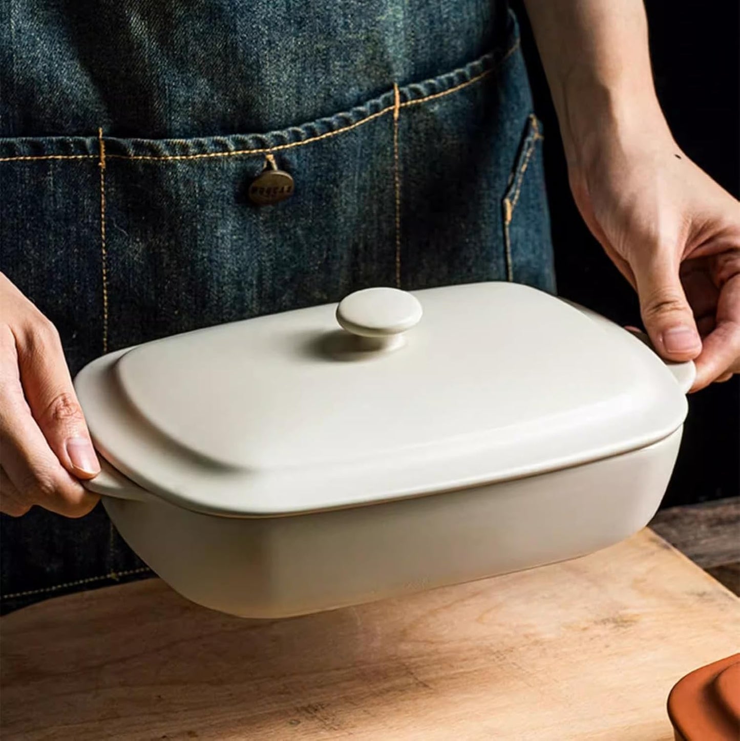 Skiennix Ceramic Casserole Dish - 33oz Covered Rectangular Bakeware with Lid | Oven & Dishwasher Safe