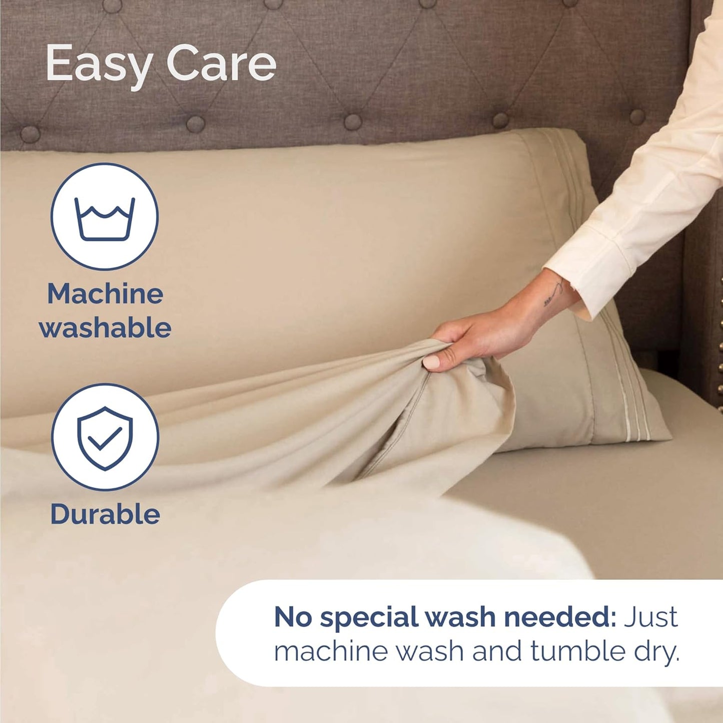 Skiennix Twin Size Sheet Set - Comfy Cooling Bed Sheets - Ultra-Soft, Deep Pockets, Wrinkle-Free - Oeko-Tex Certified, Cream