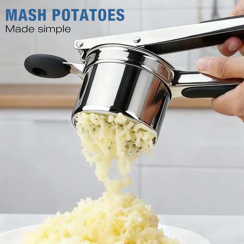 AIDOIT Potato Ricer - Heavy Duty Stainless Steel Masher with 3 Discs for Smooth Mashed Potatoes | 15oz
