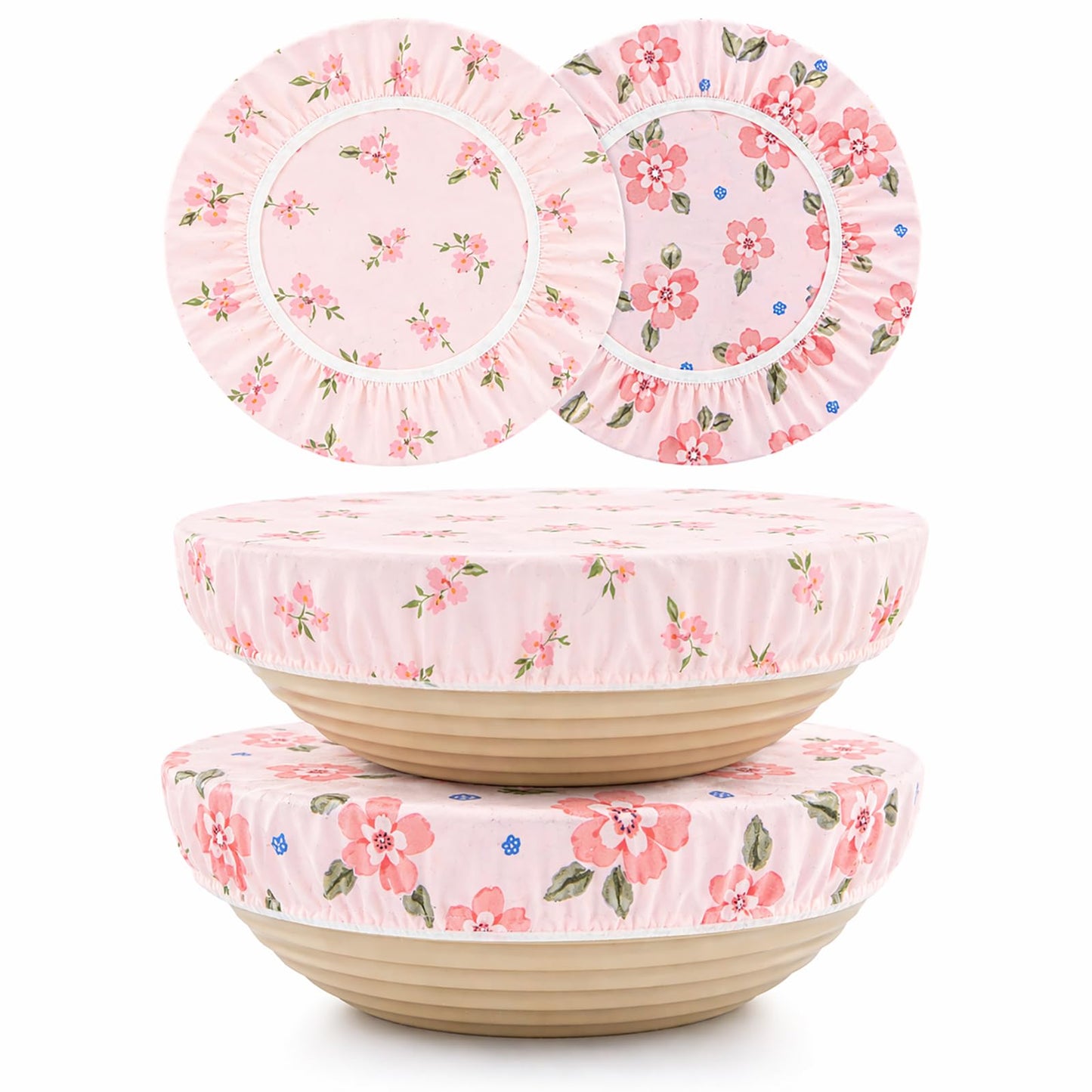 Sourdough Bowl Cover 12 Inch, Beeswax Bowl Covers for Bread Proofing, Reusable Cotton Food Covers for Mixing Bowls, Stretch Fit Covers for Dough Proofing, Kitchen Storage, 2 Pack