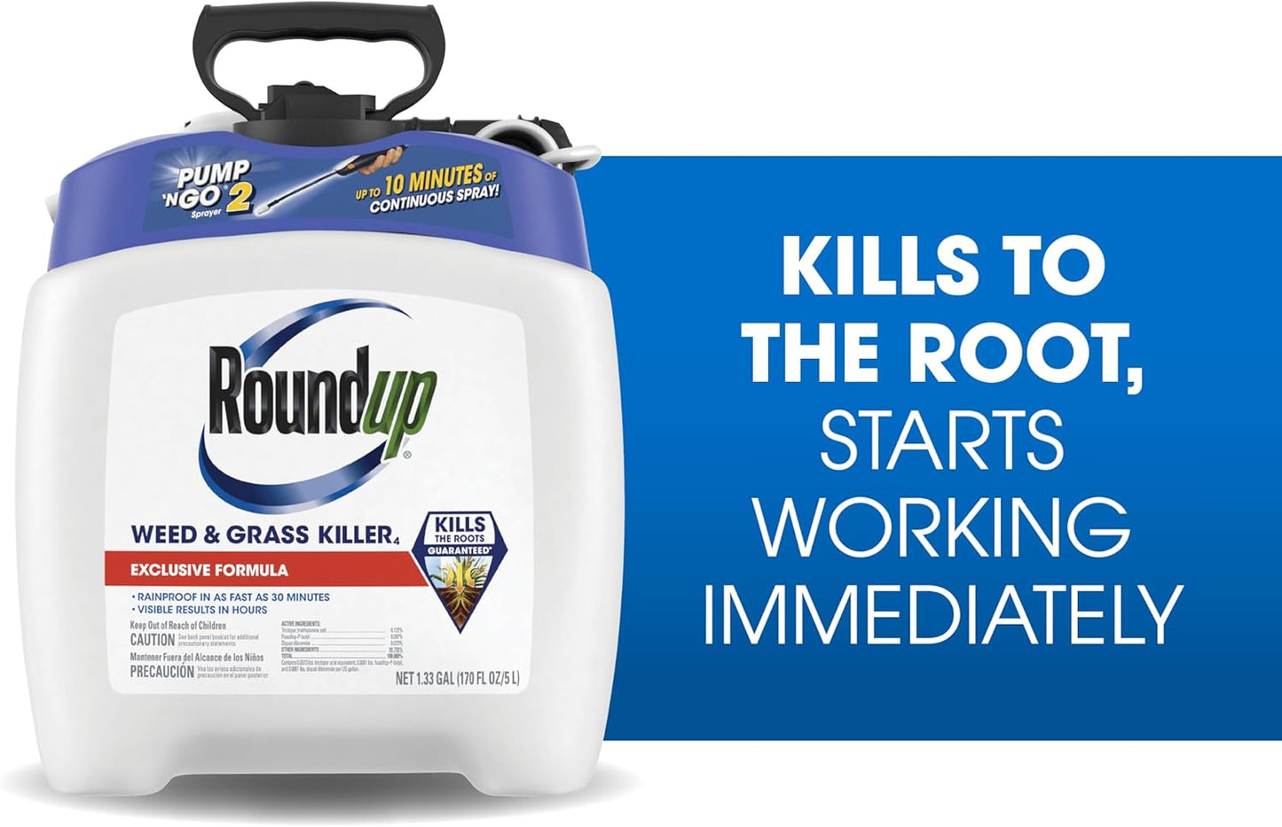 Roundup Weed & Grass Killer - Pump 'N Go 2 Sprayer for Flower Beds & Trees - 1.33 Gallon