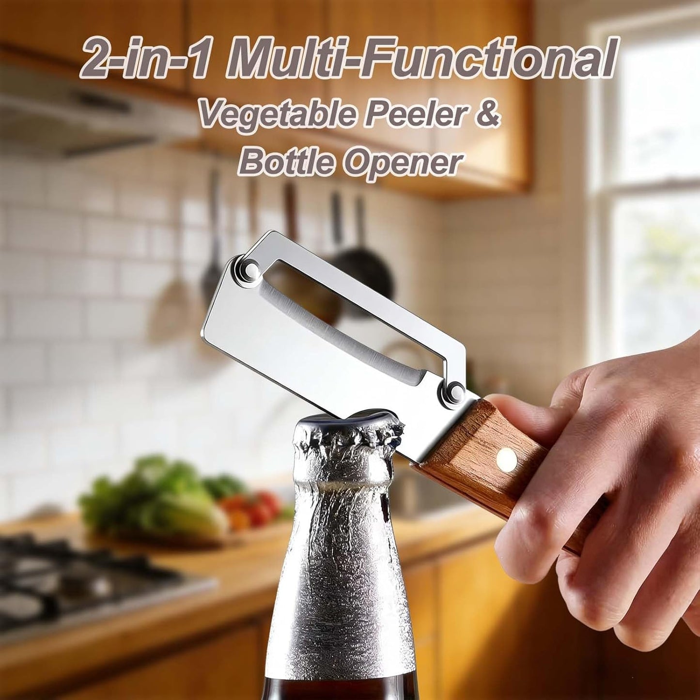 Skiennix Premium Vegetable Peeler - Multi-Functional Kitchen Tool with Wooden Handle & Stainless Steel Blade | 2PCS Set