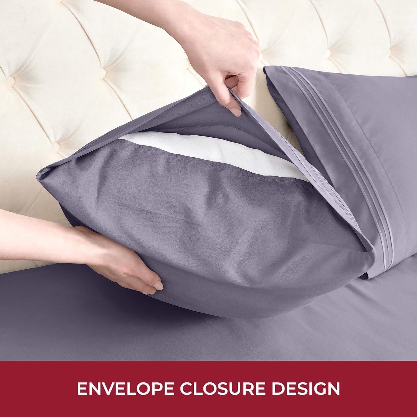 Mellanni RV Short Queen Sheets - Hotel Luxury Bedding Set | Extra Soft, Cooling, Deep Pocket - Hazy Lilac