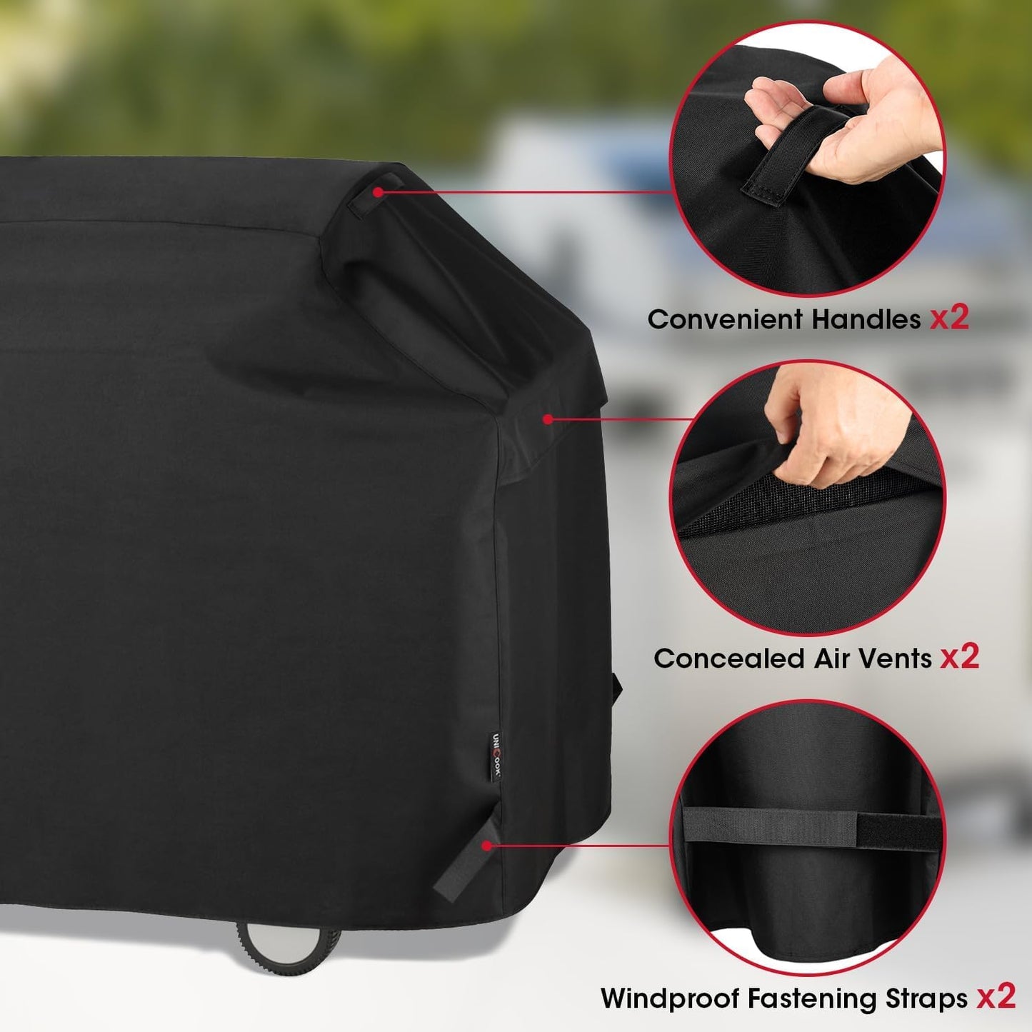 Unicook Heavy Duty BBQ Grill Cover - 65-Inch Waterproof & UV Resistant | Fits Weber, Char-Broil, Nexgrill