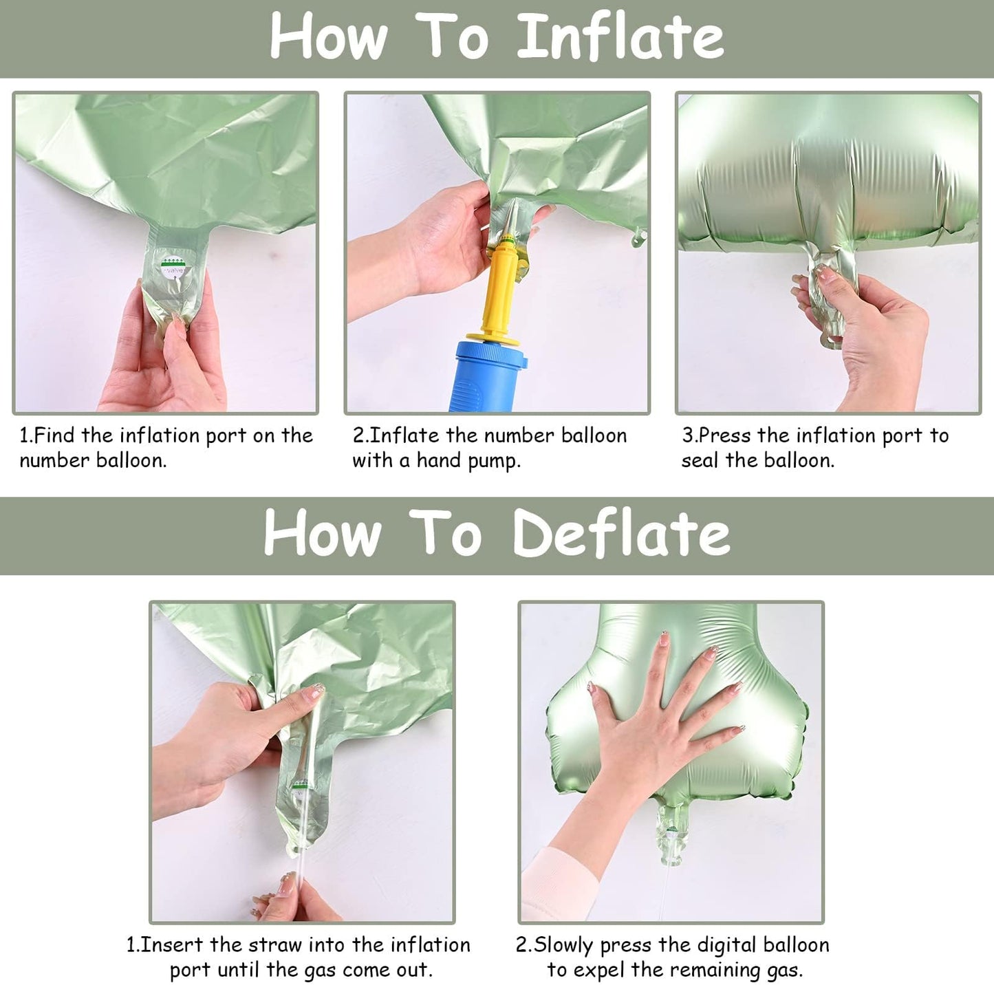 Sage Green Foil Balloon Number 7, 40'' Giant Self Inflating Number Balloons Set 0-9, Large Olive Green Number 7 Helium Balloon for Girls Boys 7th Birthday Jungle Safari Party Decorations Supplies