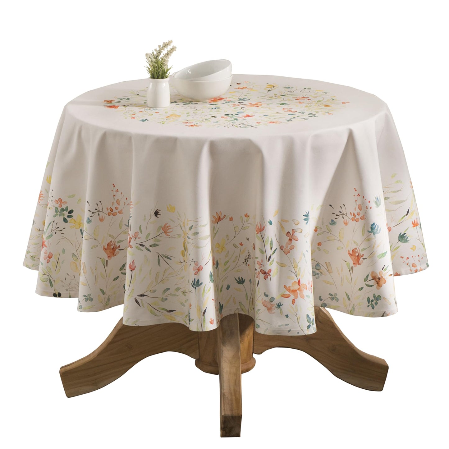 Maison d' Hermine Table Cloth Round Table 100% Cotton 63 Round Inches Tablecloth Reusable Decorative for Dining Kitchen Room Farmhouse Home Gifts for Mothers Day Spring Summer - Colmar