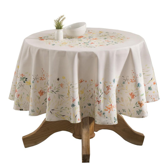 Maison d' Hermine Table Cloth Round Table 100% Cotton 63 Round Inches Tablecloth Reusable Decorative for Dining Kitchen Room Farmhouse Home Gifts for Mothers Day Spring Summer - Colmar