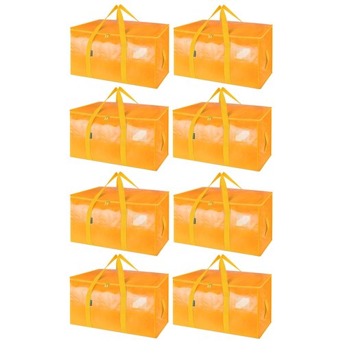 BALEINE 8-Pack Oversized Moving Bags with Reinforced Handles, Heavy-Duty Storage Tote for Clothes, Moving Supplies (Light Yellow, 8-Pack)