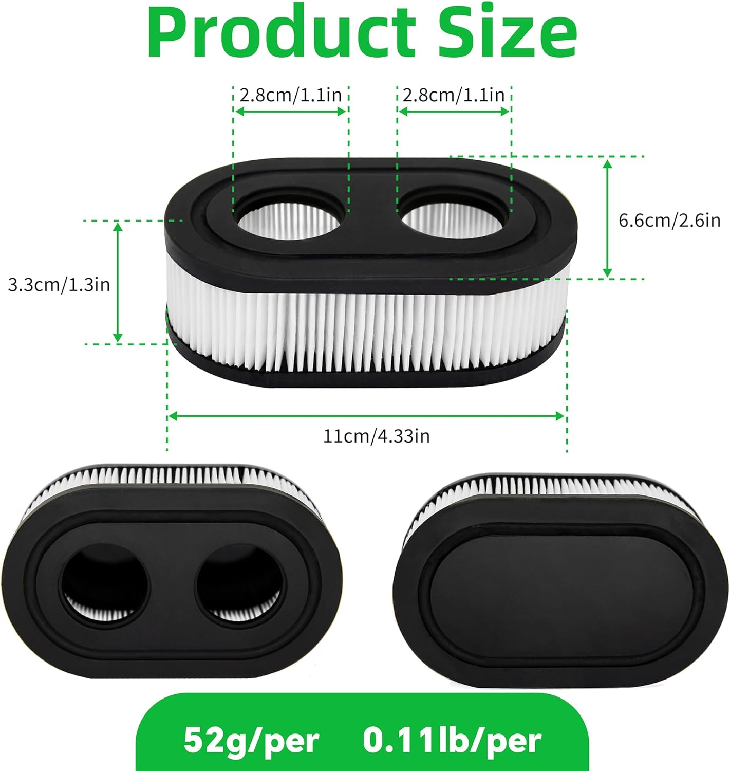 Toro Air Filter - 2 Pack Replacement for Craftsman Series Engines 4247, 09P00, 550E, 500EX