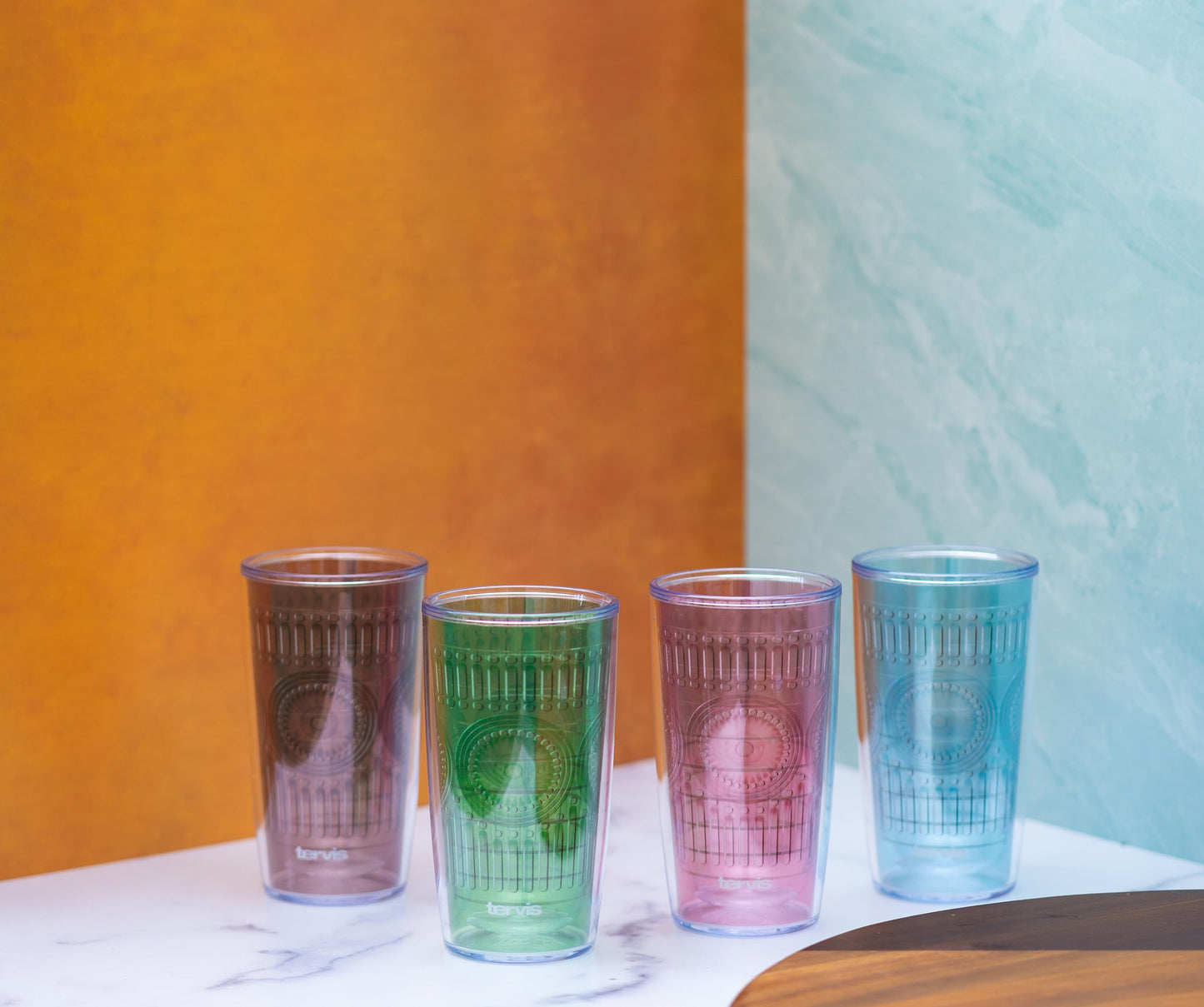 Tervis Romantic Embossed Hobnail Collection Made in USA Double Walled Insulated Tumbler Travel Cup Keeps Drinks Cold & Hot, 16oz, Blue Moon