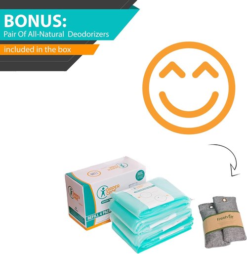 Jasclair Refill Bags for Dekor Plus Diaper Pail - Odor-Locking Multi-Layer Liners | 4 Pack | Light Baby Powder Scent