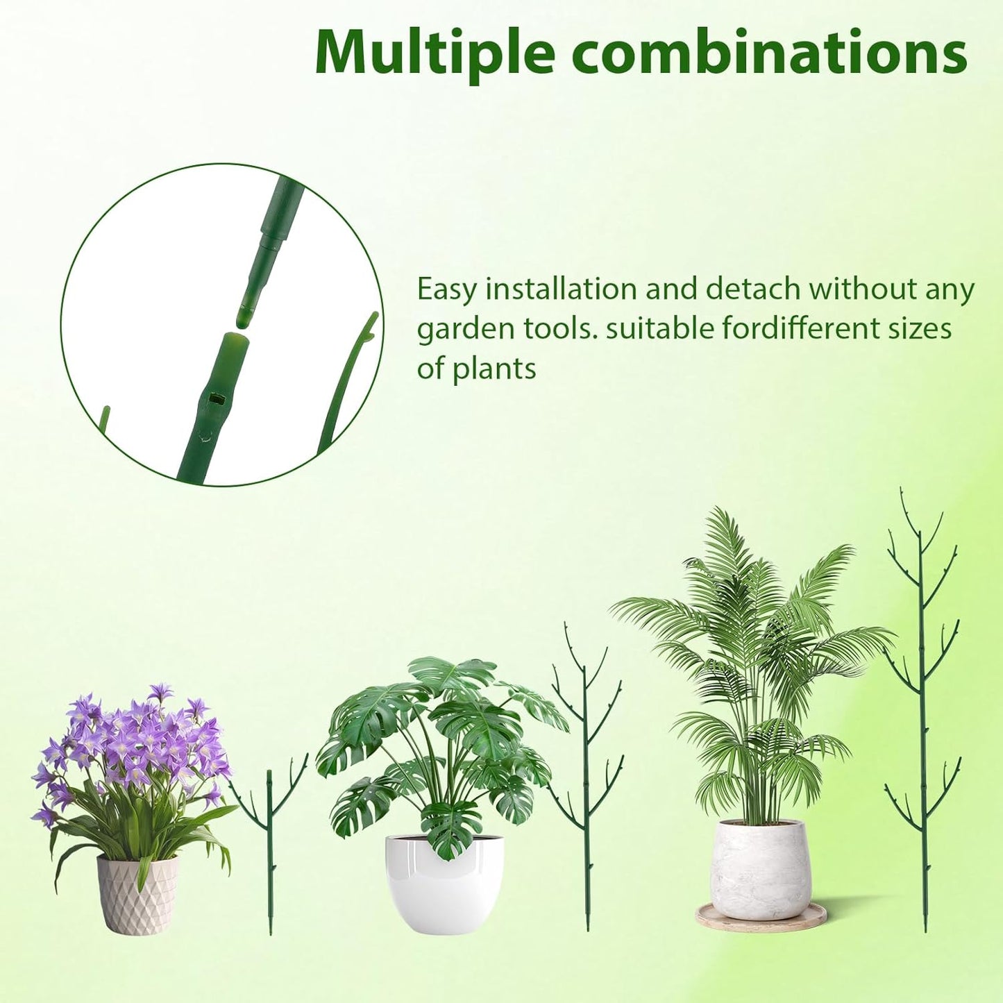 PERSZEN 15 Pack Plant Support Stakes - Stackable Trellis for Indoor/Outdoor Climbing Plants