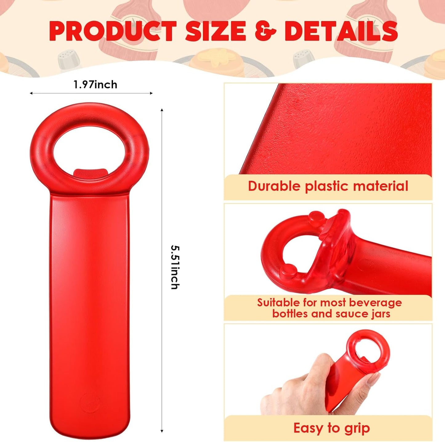 Skiennix Jar Lid Opener Set - 4 Easy Grip Tools for Seniors with Arthritis | Kitchen Accessory