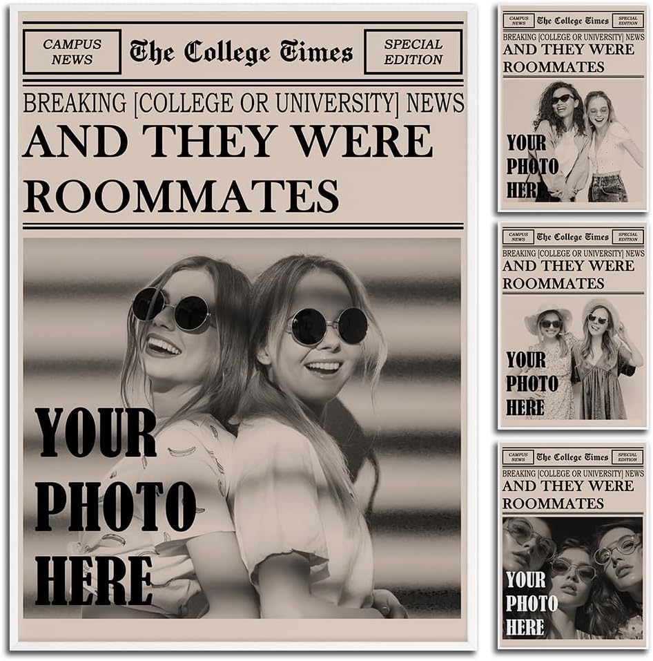 Skiennix Personalized Dorm Posters - Trendy Black and White Wall Art for College Girls | Roommates Decor