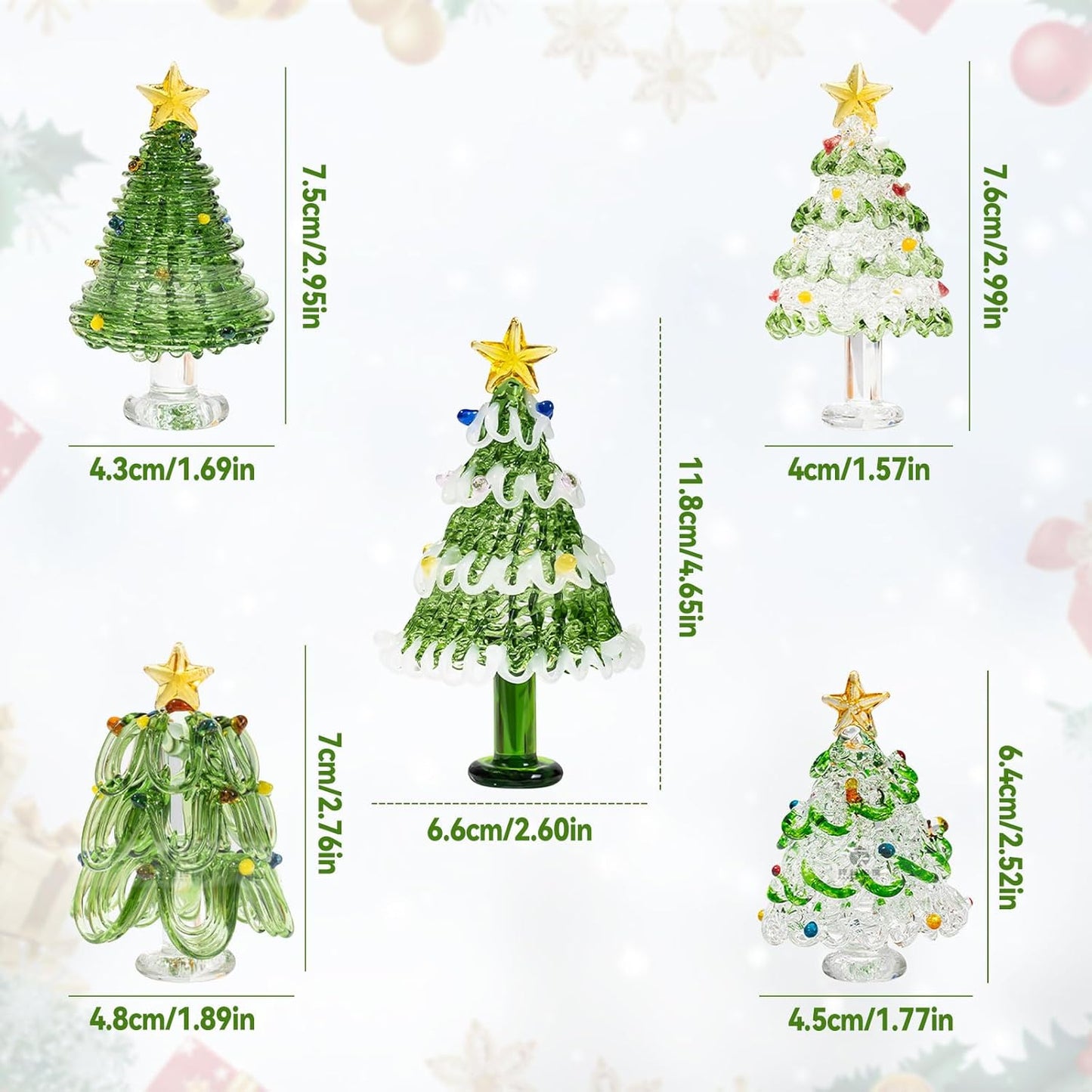 Skiennix Mini Crystal Christmas Tree Figurine - Hand Blown Glass Winter Decor for Tabletop & Mantel
