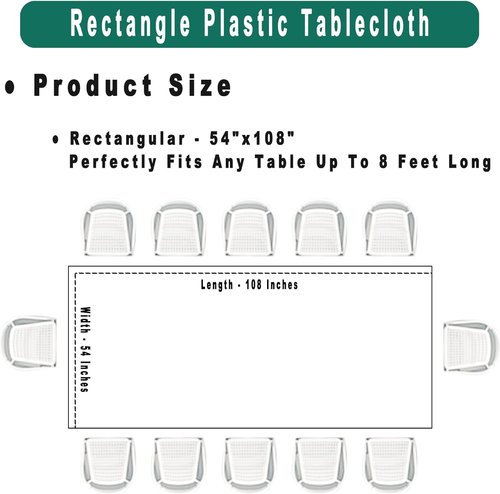**PARTY ULYJA White Plastic Tablecloths - 2 Pack Disposable Covers for Bridal Showers & Events | 54 x 108 Inch**