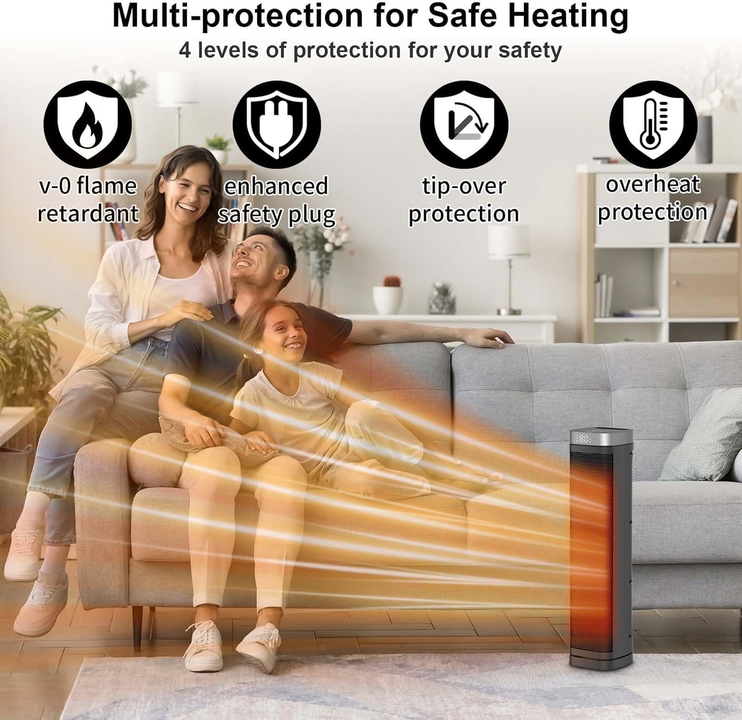 Skiennix Portable Space Heater - 1500W Ceramic Heating Fan with Remote Control & 3 Modes | Ideal for Home & Office