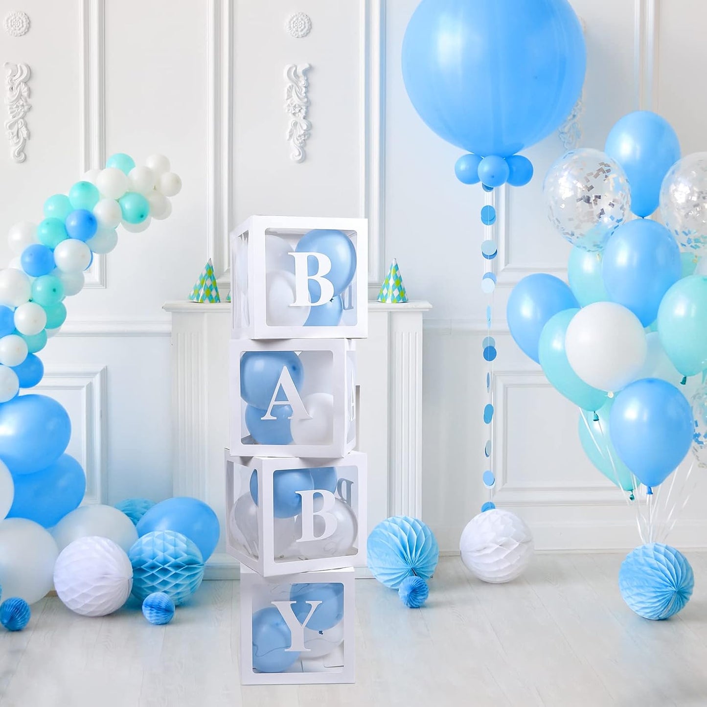 Voircoloria Baby Balloon Box - 42-Piece Letter Set for Gender Reveal & Birthday Parties | Clear Design