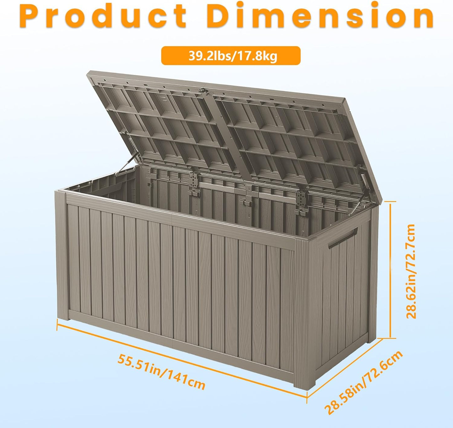 Regine Waterproof Outdoor Storage Box - 200 Gallon Lockable Resin Deck Bin for Pool Accessories & Garden Tools | Grey