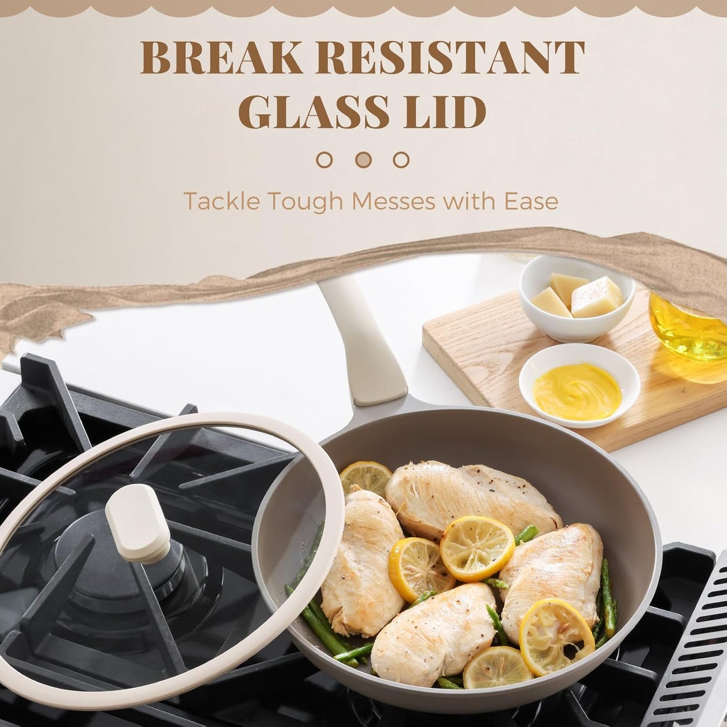 PRICUSIS Nonstick Frying Pan - Healthy 10-Inch Skillet with Lid | PFOA & PTFE Free, Induction Compatible