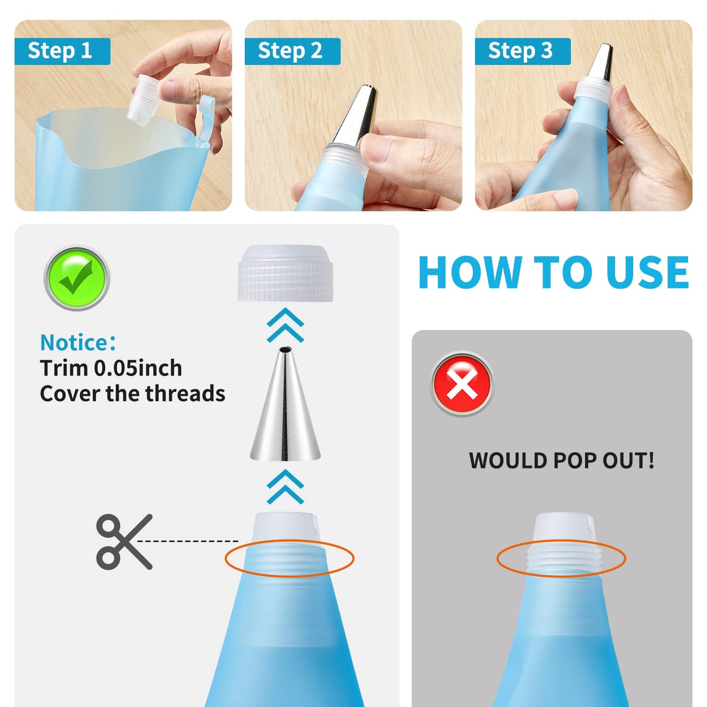 Reusable Decorating Set: Piping Bags, Tips, Couplers & More by Kasmoire