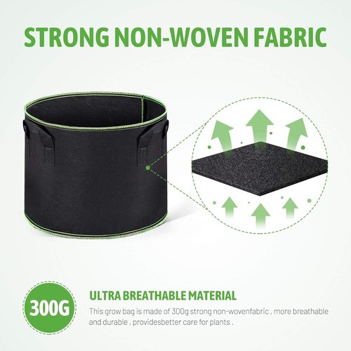 Delxo 10-Pack Grow Bags - Heavy Duty 7 Gallon Aeration Fabric Pots with Handles for Optimal Plant Growth