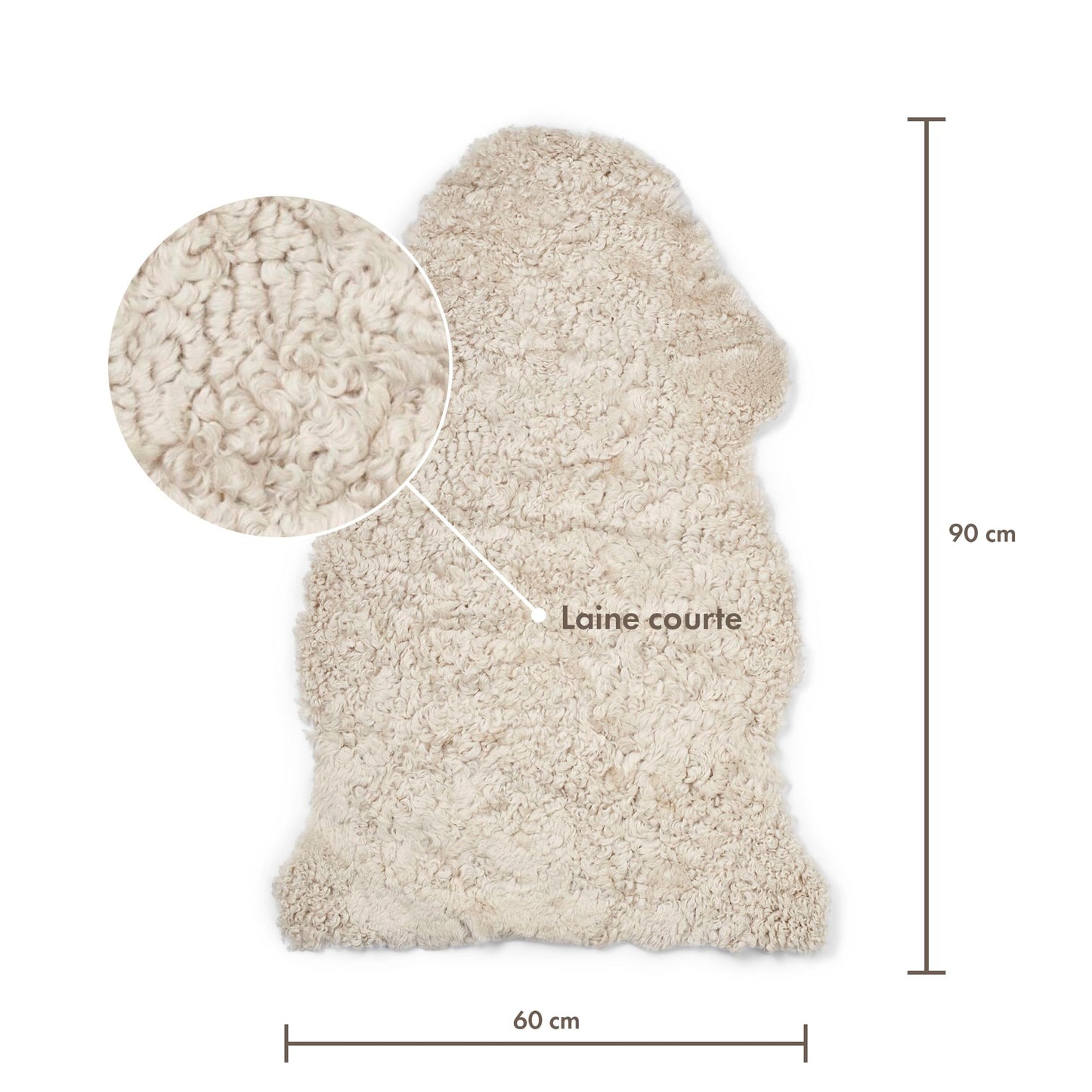 Nordic Sheep Real Sheepskin Rug Short Hair 2x3 ft | Bedside Rugs for bedrooms, Sofa, Chair or Dining Table | Each Sheepskin is Unique and Created by Nature | Small Fluffy Rug in Beige