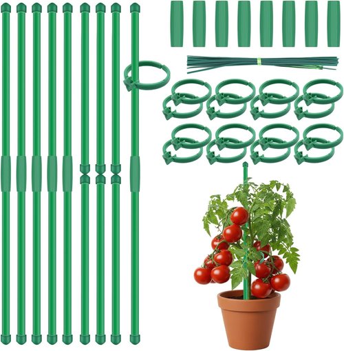 BOVITRO Plant Stakes - 16 Pcs Adjustable Support Stakes for Indoor/Outdoor Plants | 14.2 Inch Length