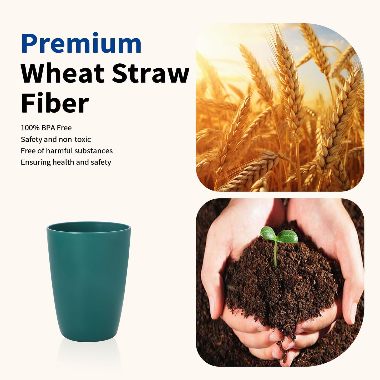 Lazycorner Wheat Straw Cup 12 Pcs Drinking Glasses Unbreakable Drinking Cup Reusable Water Plastic Glasses Tumblers with 6 Colors (12 oz)