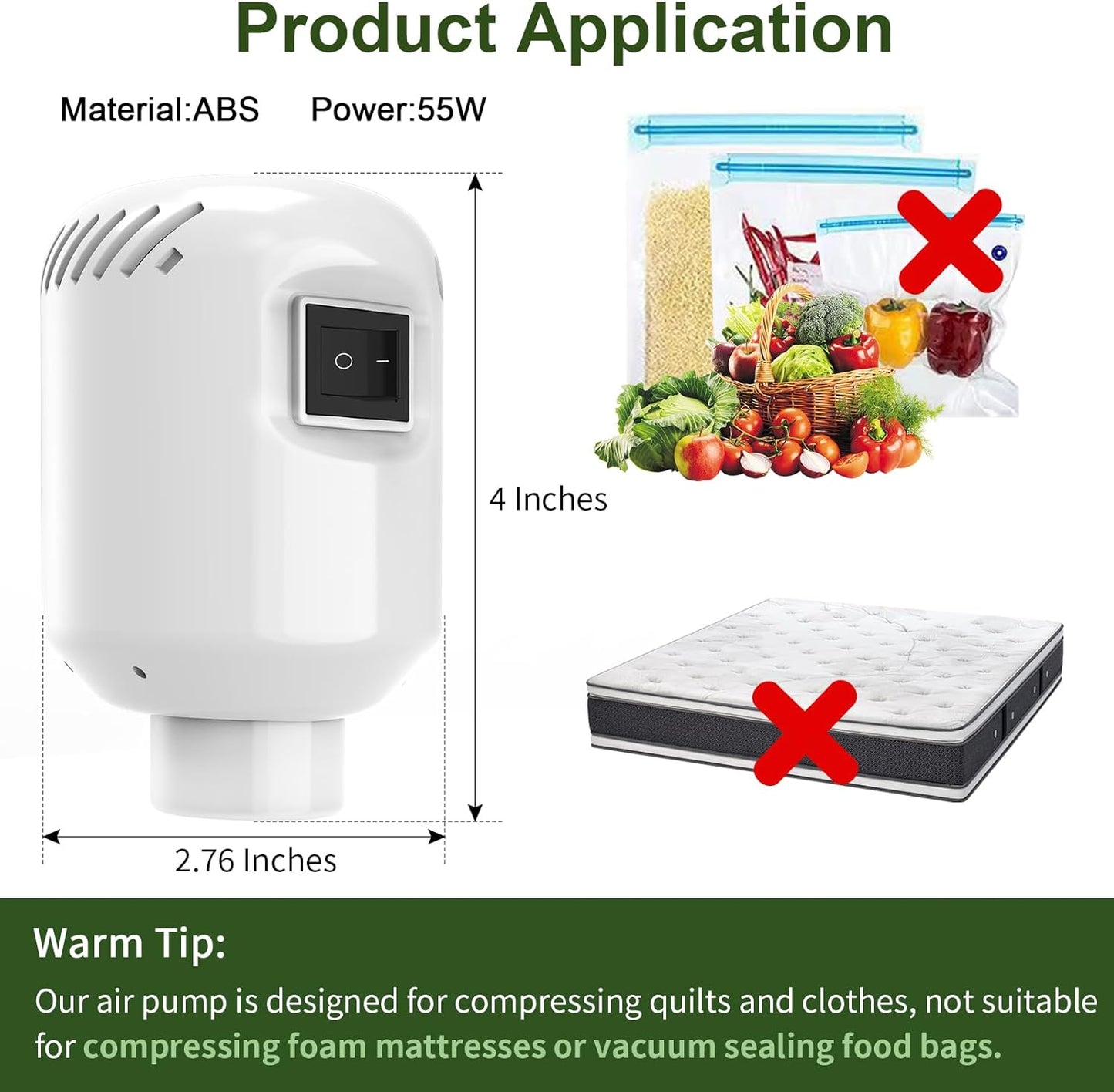 Skiennix Electric Vacuum Pump - Space Saver for Storage Bags | Portable & Efficient Design