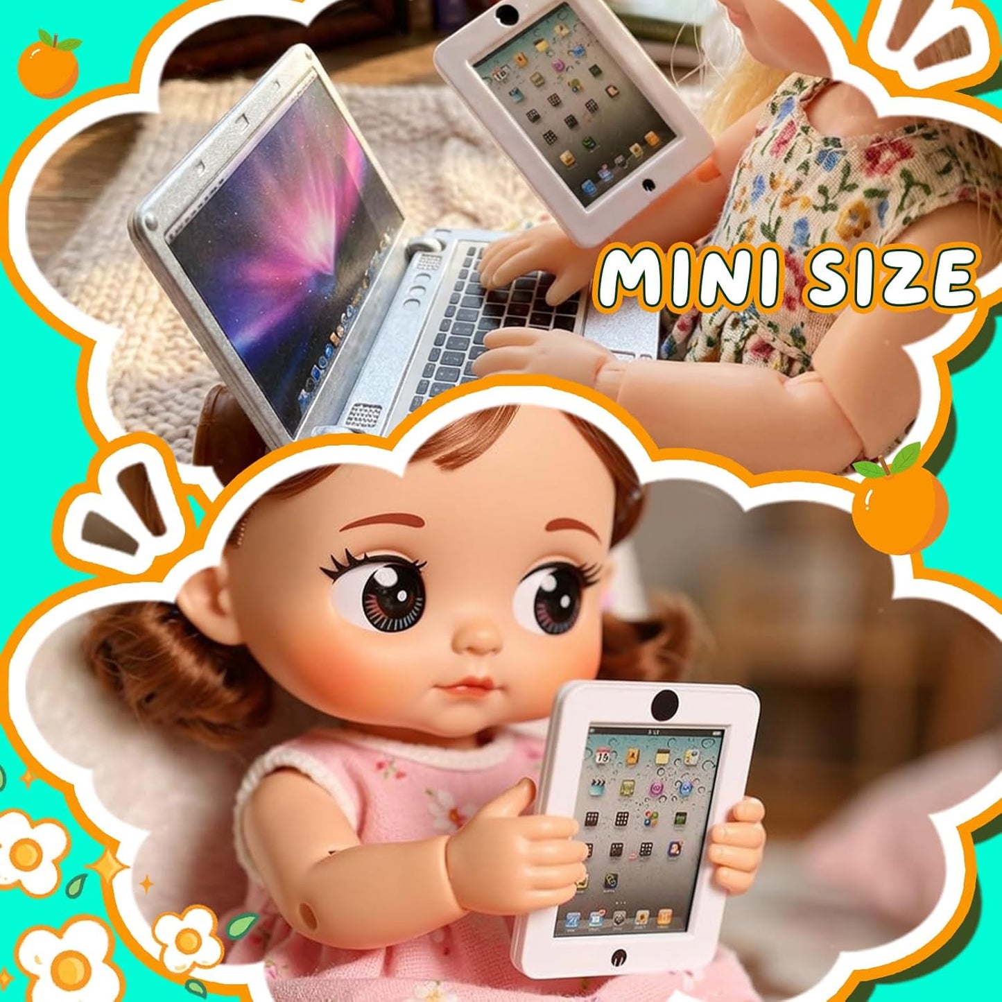Skiennix Dollhouse Mini Laptop, Tablet & Smartphone Accessories - 3 Pack for 1/6 & 1/12 Scale Silver