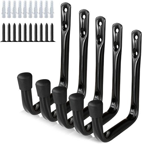 Dreecy J Heavy-Duty Utility Hooks - Perfect for Garage Storage | 5 Pack, Black Color