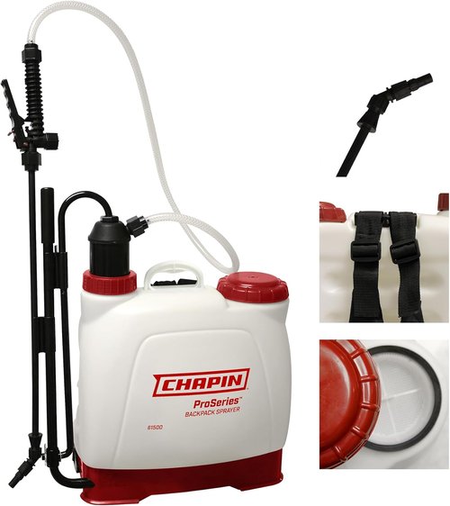 Chapin 61500 Euro Style Backpack Sprayer - 4-Gallon Capacity, Poly Nozzles, Padded Straps, Made in USA