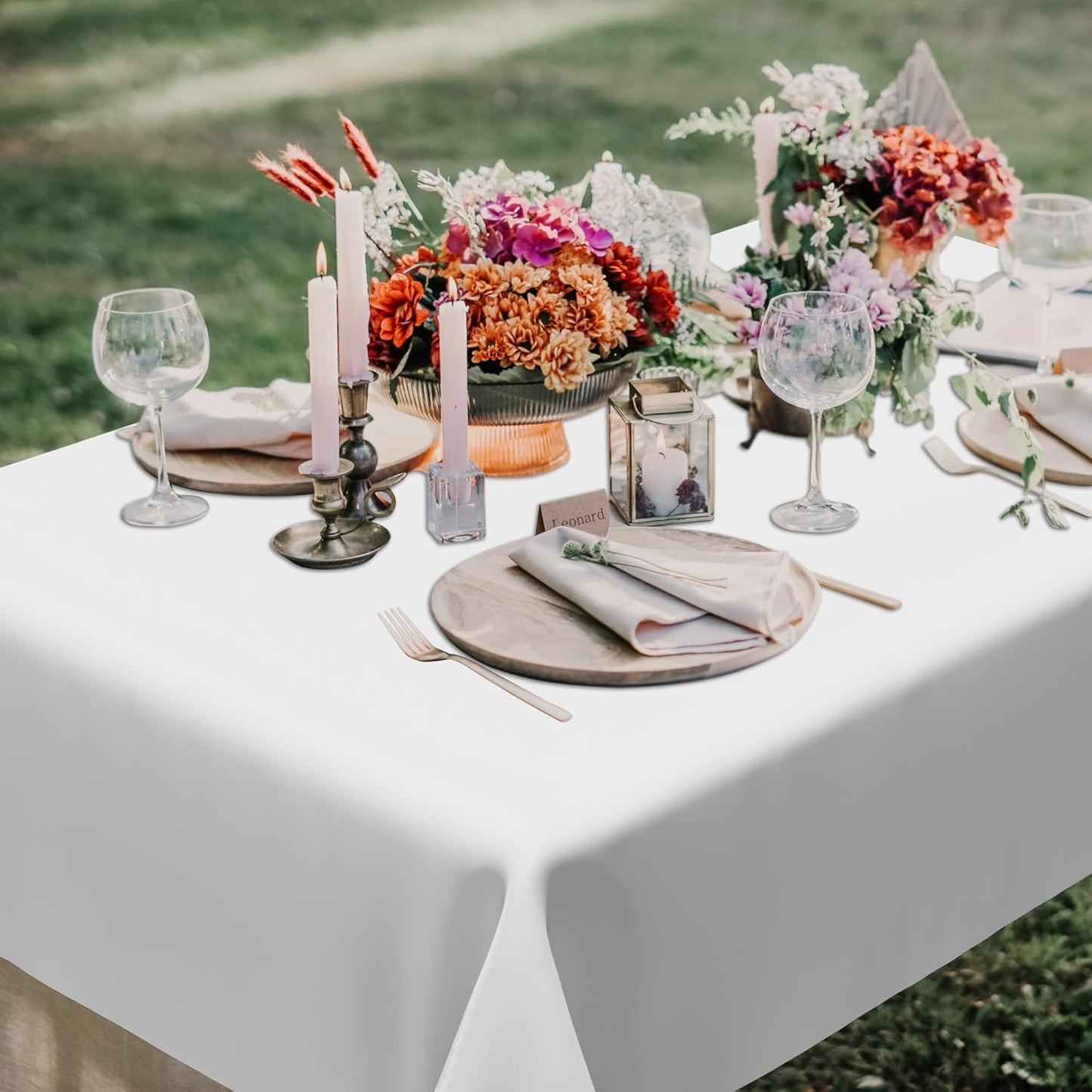 Skiennix White Plastic Tablecloths - Sturdy Disposable 54 x 108 Inches for Effortless Cleanup at Parties | Picnics & Birthdays
