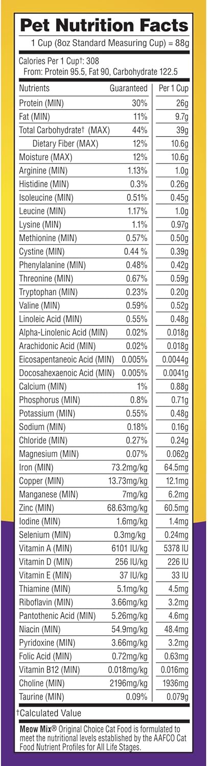 Meow Mix Original Choice Dry Cat Food - Nutritious Formula for Healthy Cats | 6.3 lb Bag