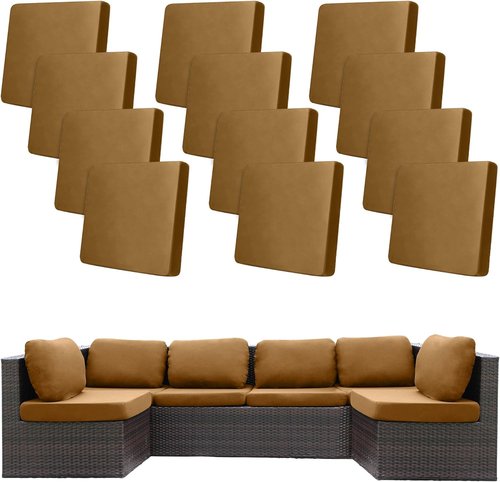 BIETYONE Outdoor Couch Cushion Covers - 12Pcs Washable & Reusable Furniture Protectors | Camel Color