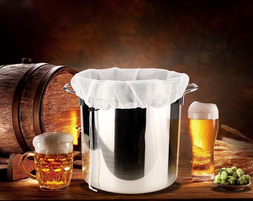 5 Pack Brew Bags Reusable, Extra Large 26"x22" Fine Mesh Strainer Bag for Home Brewing Hops Grains Wine Beer Making Drawstring Straining Brew in a Bag